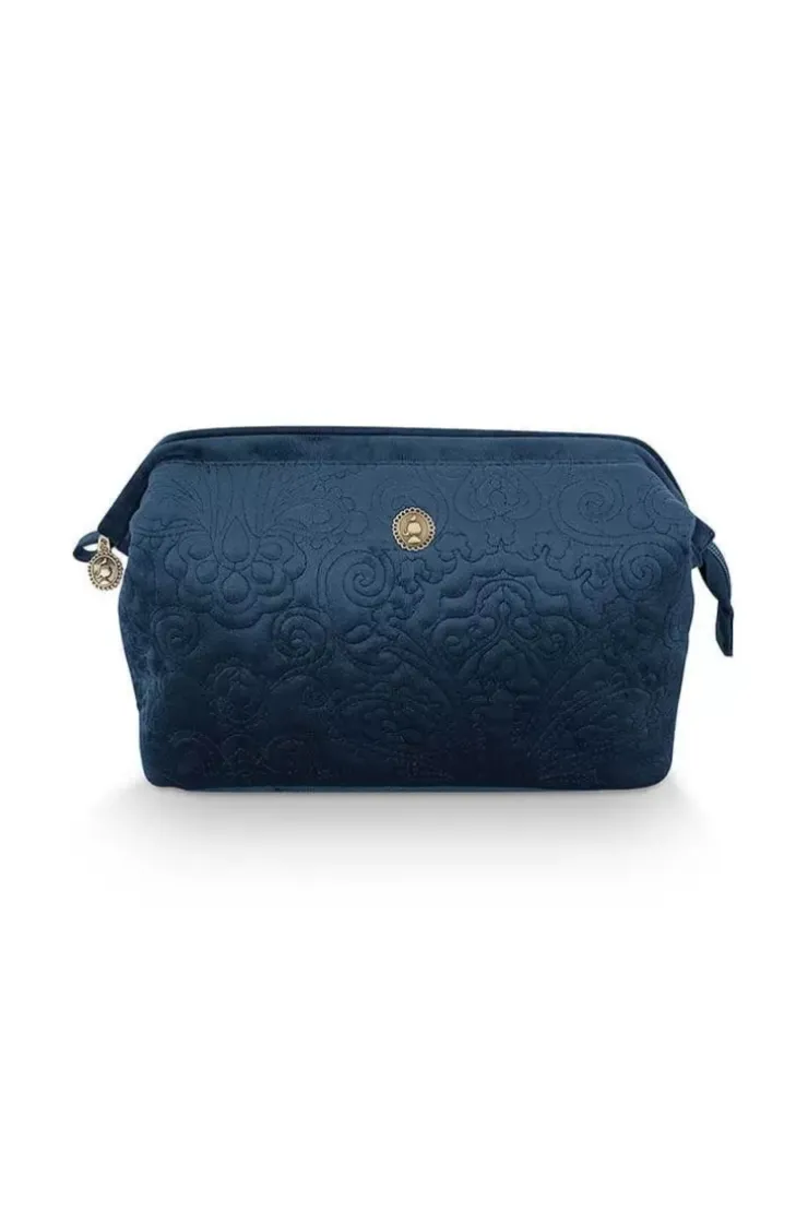 Kosmetiktasche|Pip Studio Kosmetiktasche Gross Samt Quiltey Days Blau