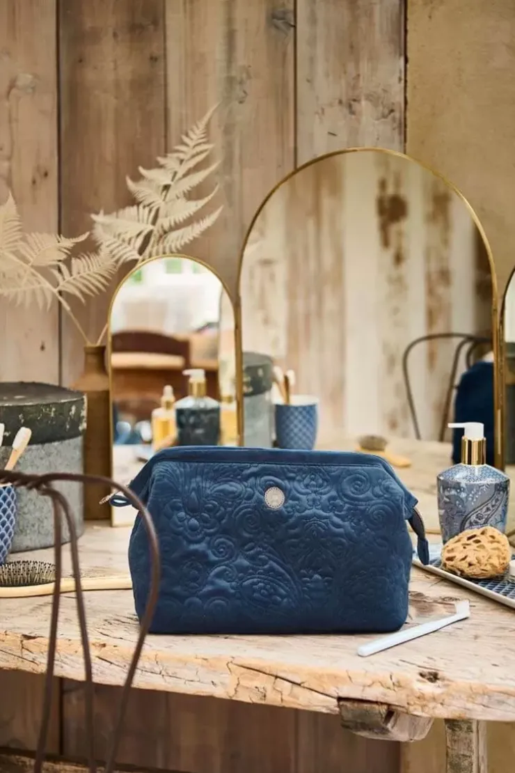 Kosmetiktasche|Pip Studio Kosmetiktasche Gross Samt Quiltey Days Blau