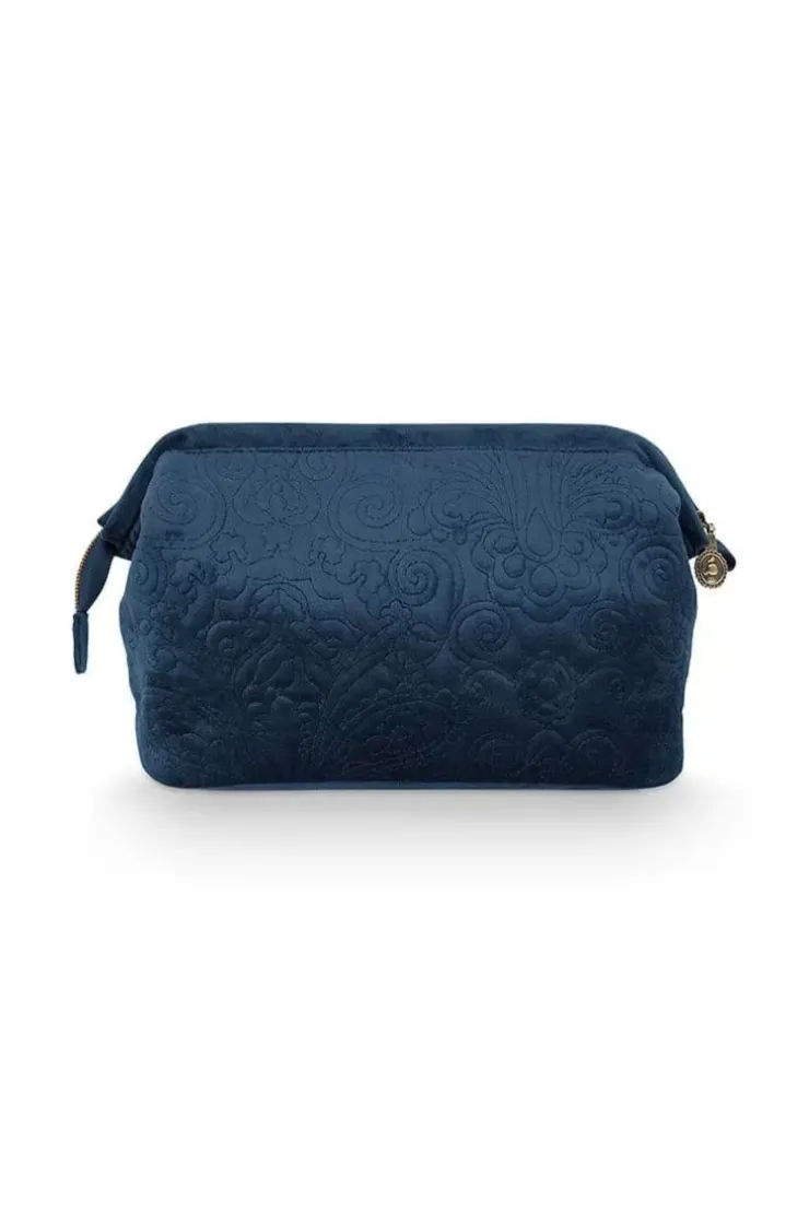 Kosmetiktasche|Pip Studio Kosmetiktasche Gross Samt Quiltey Days Blau