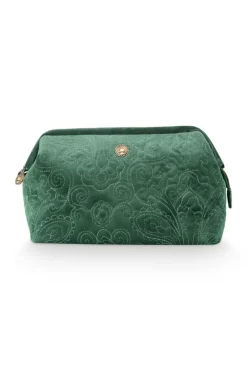 Beautycases|Pip Studio Kosmetiktasche Gross Samt Quiltey Days Grun