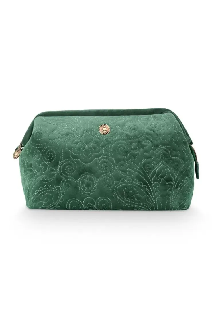 Beautycases|Pip Studio Kosmetiktasche Gross Samt Quiltey Days Grun