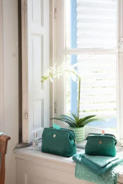 Beautycases|Pip Studio Kosmetiktasche Gross Samt Quiltey Days Grun