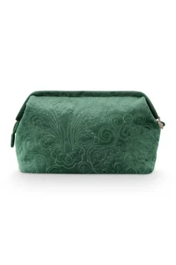 Beautycases|Pip Studio Kosmetiktasche Gross Samt Quiltey Days Grun