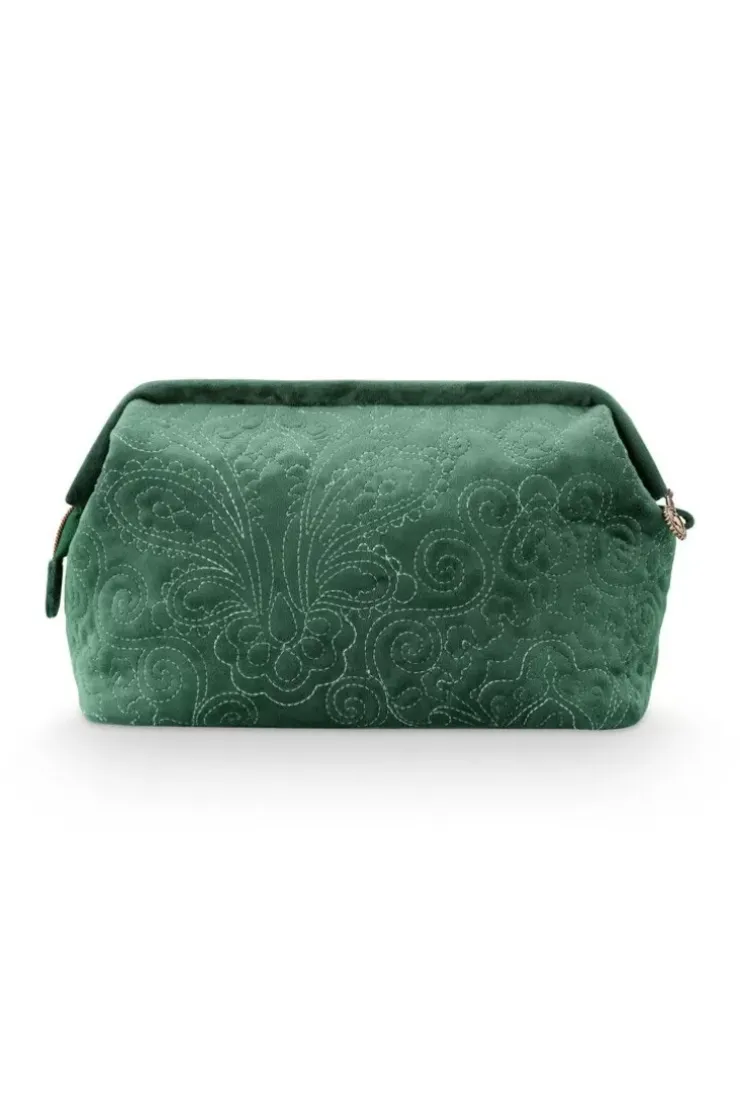 Beautycases|Pip Studio Kosmetiktasche Gross Samt Quiltey Days Grun