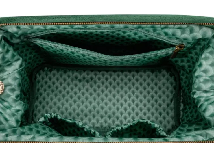 Beautycases|Pip Studio Kosmetiktasche Gross Samt Quiltey Days Grun
