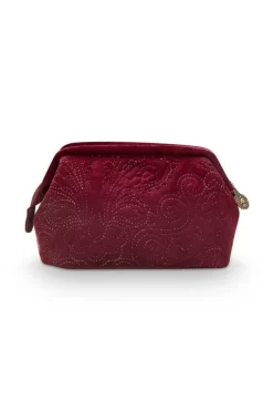 Kosmetiktasche|Pip Studio Kosmetiktasche Klein Samt Quiltey Days Rot