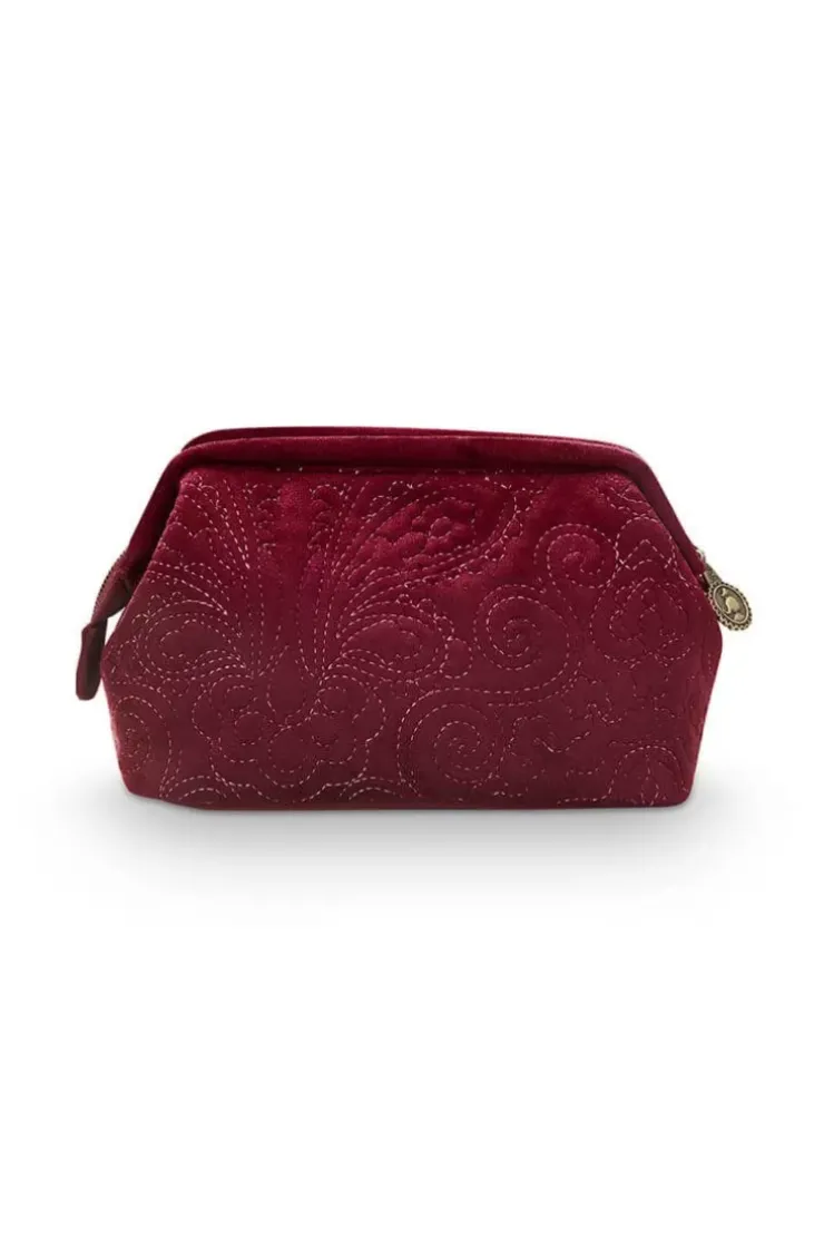 Kosmetiktasche|Pip Studio Kosmetiktasche Klein Samt Quiltey Days Rot
