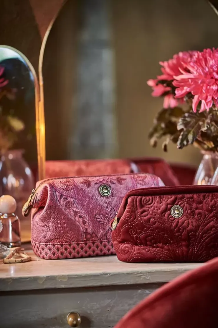 Kosmetiktasche|Pip Studio Kosmetiktasche Klein Samt Quiltey Days Rot