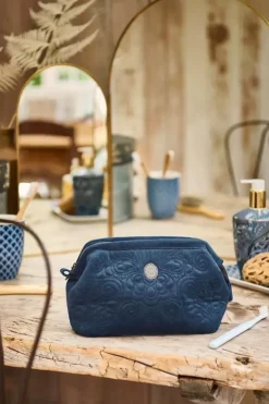 Kosmetiktasche|Pip Studio Kosmetiktasche Klein Samt Quiltey Days Blau