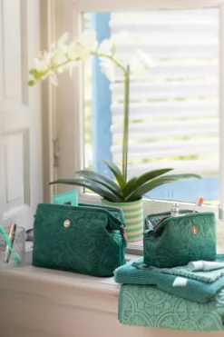 Kosmetiktasche|Pip Studio Kosmetiktasche Klein Samt Quiltey Days Grun
