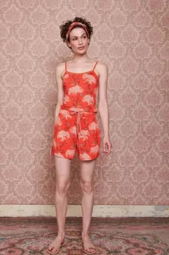 Shorts|Pip Studio Kurze Hose Flora Firenze Koralle Rot