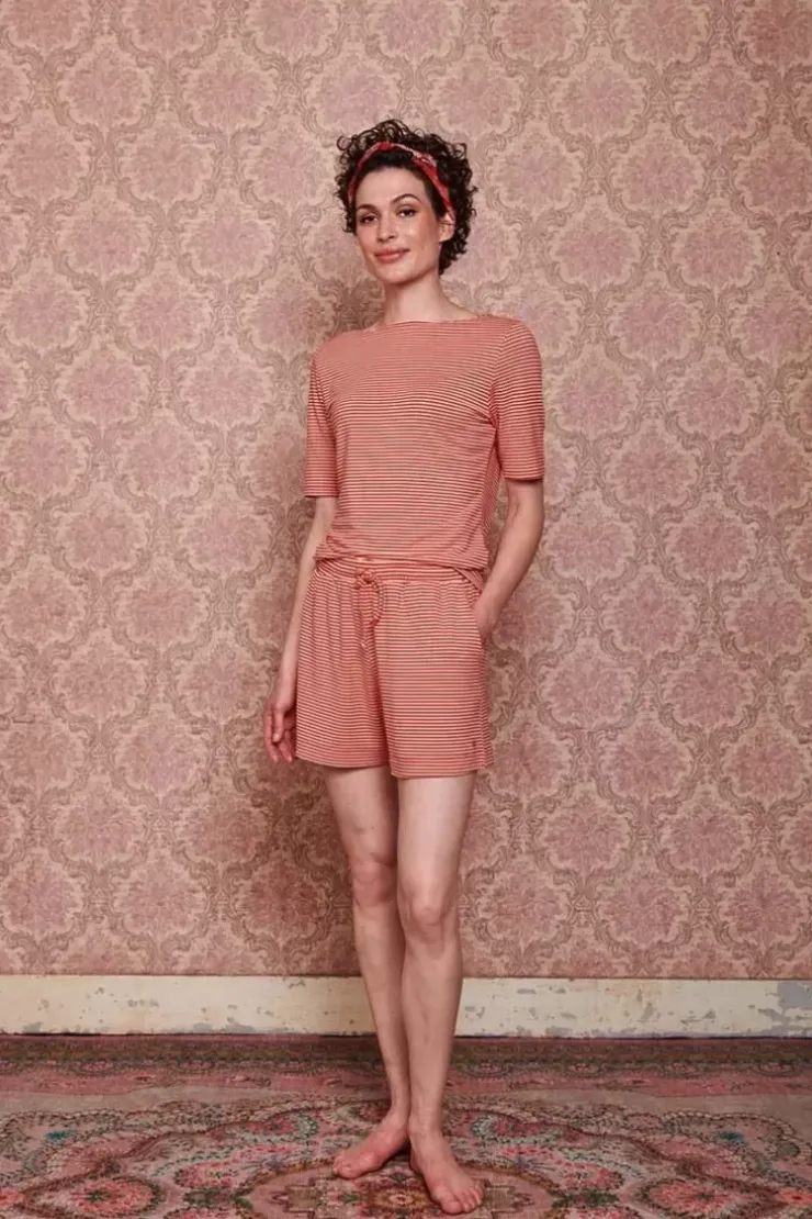 Shorts|Pip Studio Kurze Hose Little Sumo Stripe Koralle Rot