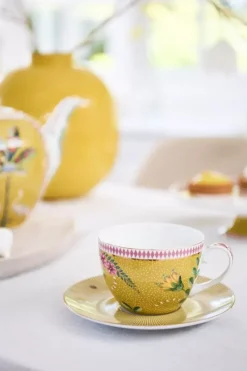 Tasse & Untertasse|Pip Studio La Majorelle Cappuccino Tasse & Untertasse Gelb