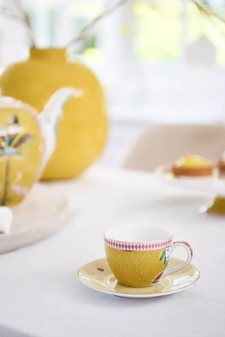 Tasse & Untertasse|Pip Studio La Majorelle Espresso Tasse & Untertasse Gelb