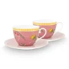 Cappuccino Tasse|Pip Studio La Majorelle Set/2 Cappuccino Tassen & Undertassen Rosa