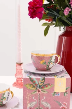 Cappuccino Tasse|Pip Studio La Majorelle Set/2 Cappuccino Tassen & Undertassen Rosa