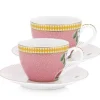 Espresso Tasse|Pip Studio La Majorelle Set/2 Espresso Tassen & Untertassen Rosa