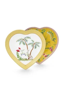 Porzellan Sets|Pip Studio La Majorelle Set/2 Herz Form Teller Gelb