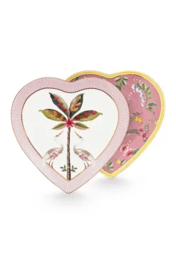 Frühstücksteller|Pip Studio La Majorelle Set/2 Herz Form Teller Rosa
