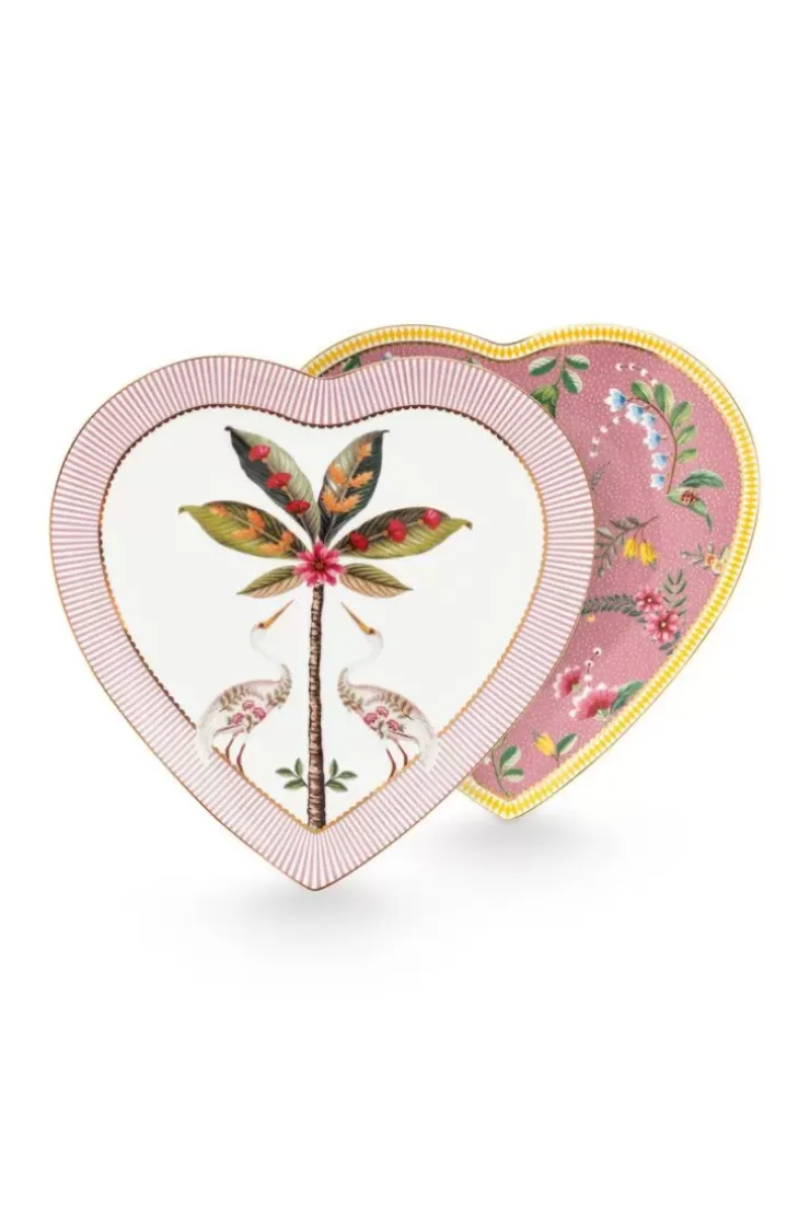Frühstücksteller|Pip Studio La Majorelle Set/2 Herz Form Teller Rosa