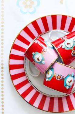 Kaffeetassen|Pip Studio Love Birds Tasse Gross Rot/Rosa