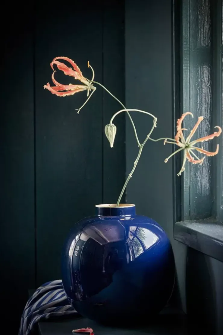 Grose Vasen|Pip Studio Metall Vase Dunkel 23 Cm Blau