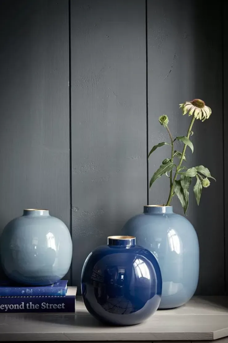 Grose Vasen|Pip Studio Metall Vase Hell 23 Cm Blau