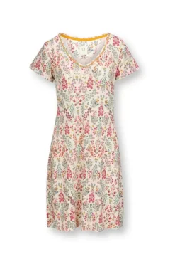 Nachthemden|Pip Studio Nachthemd Kurze Armeln Primavera Weis