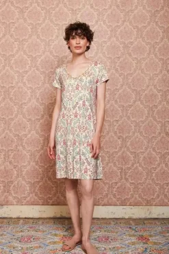 Nachthemden|Pip Studio Nachthemd Kurze Armeln Primavera Weis