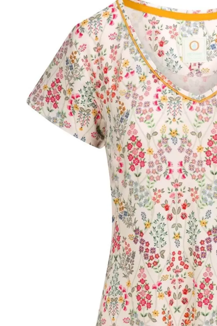 Nachthemden|Pip Studio Nachthemd Kurze Armeln Primavera Weis