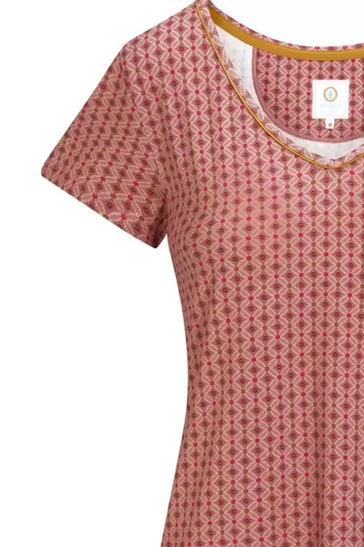Nachthemden|Pip Studio Nachthemd Kurze Armeln Tegola Rosa