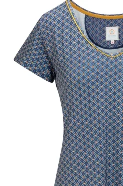 Nachthemden|Pip Studio Nachthemd Kurze Armeln Tegola Blau