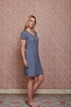 Nachthemden|Pip Studio Nachthemd Kurze Armeln Tegola Blau