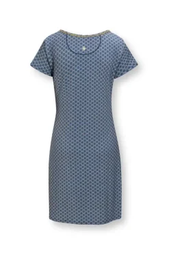 Nachthemden|Pip Studio Nachthemd Kurze Armeln Tegola Blau