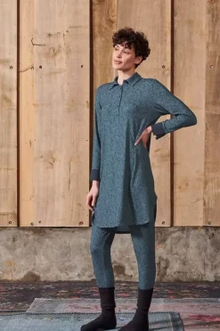 Nachthemden|Pip Studio Nachthemd Lange Armel Leafy Dots Blau