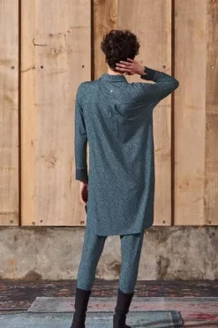 Nachthemden|Pip Studio Nachthemd Lange Armel Leafy Dots Blau