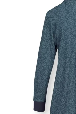 Nachthemden|Pip Studio Nachthemd Lange Armel Leafy Dots Blau
