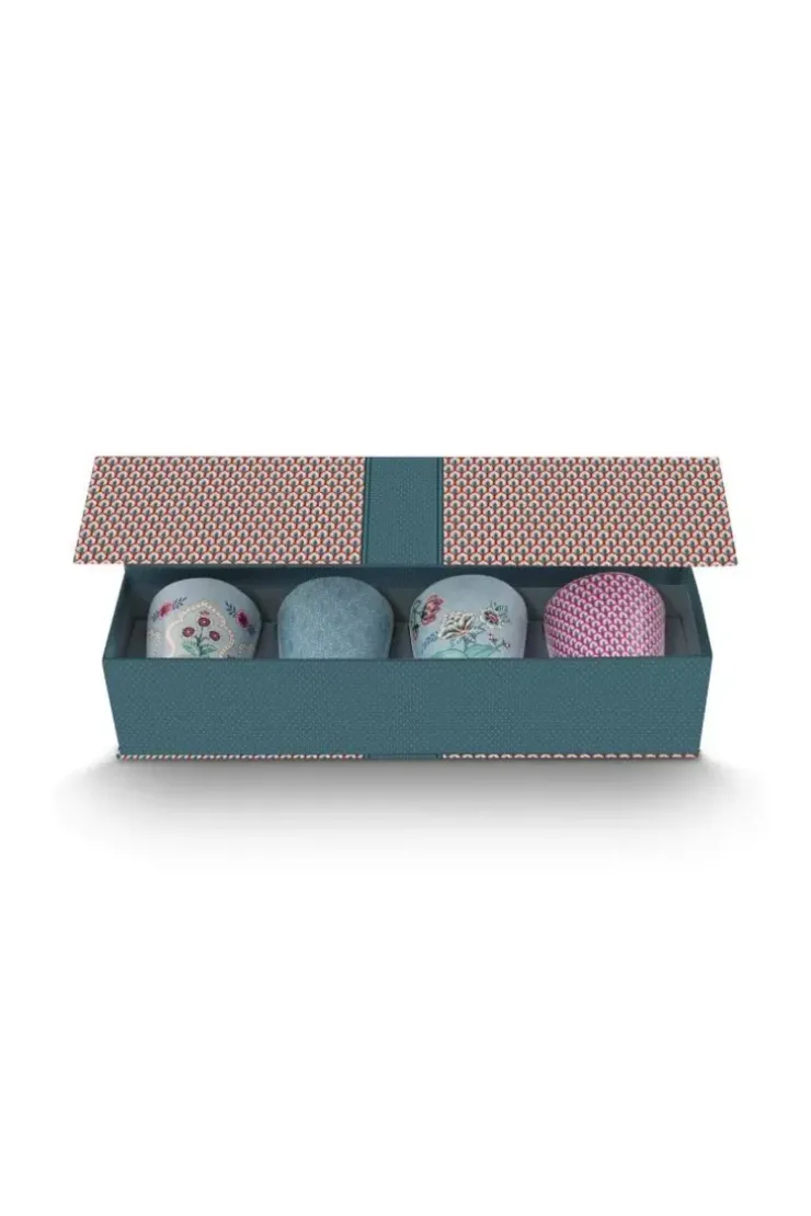 Porzellan Sets|Pip Studio Oriental Flower Festival Set/4 Tassen Blau