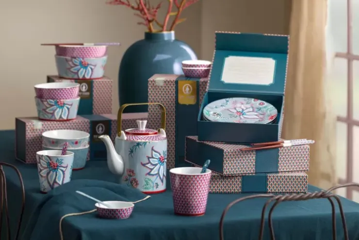 Porzellan Sets|Pip Studio Oriental Flower Festival Set/4 Tassen Blau