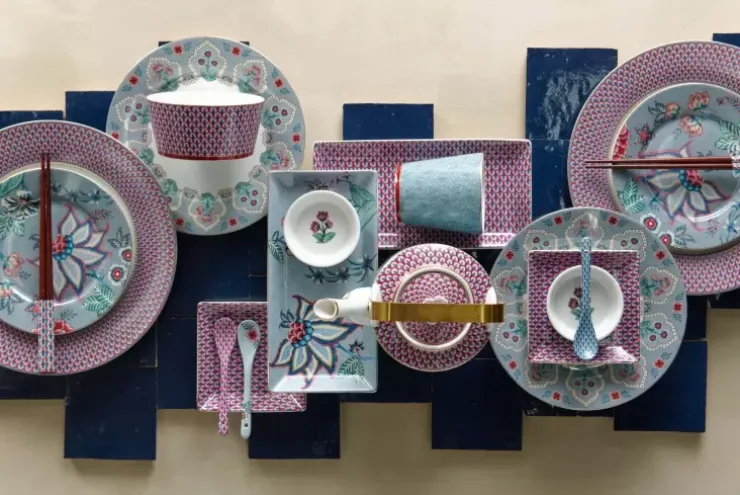 Porzellan Sets|Pip Studio Oriental Flower Festival Set/4 Tassen Blau