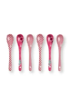 Porzellan Sets|Pip Studio Oriental Flower Festival Set/6 Teeloffel Dunkel Rosa