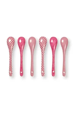 Porzellan Sets|Pip Studio Oriental Flower Festival Set/6 Teeloffel Dunkel Rosa