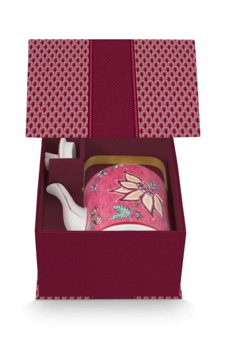 Porzellan Sets|Pip Studio Oriental Flower Festival Teekanne Dunkel Medium Rosa