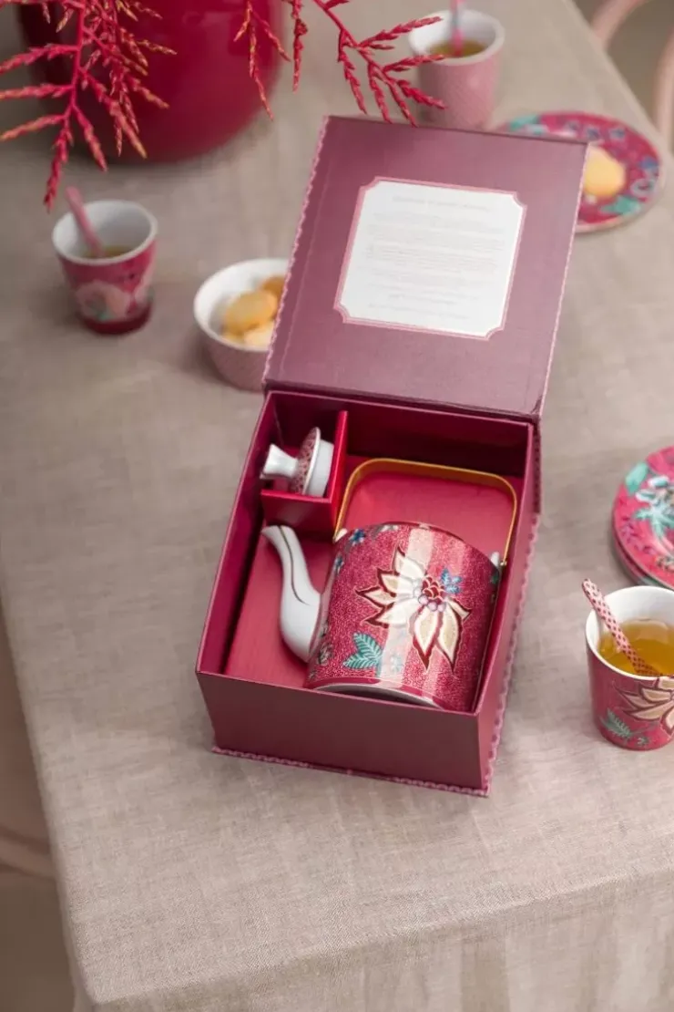 Porzellan Sets|Pip Studio Oriental Flower Festival Teekanne Dunkel Medium Rosa