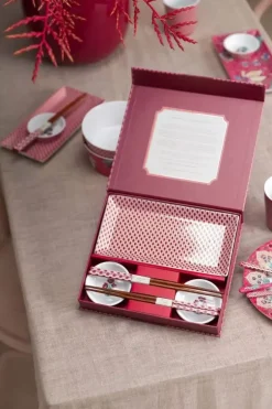 Porzellan Sets|Pip Studio Oriental Flower Festival Set/6 Sushi Dunkel Rosa