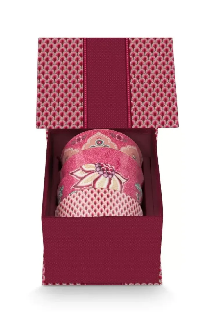Porzellan Sets|Pip Studio Oriental Flower Festival Set/4 Schalen Dunkel 12Cm Rosa