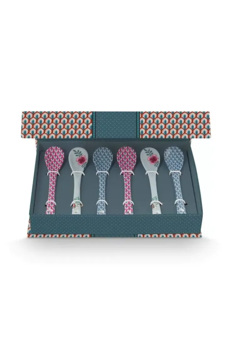 Porzellan Sets|Pip Studio Oriental Flower Festival Set/6 Teeloffel Blau