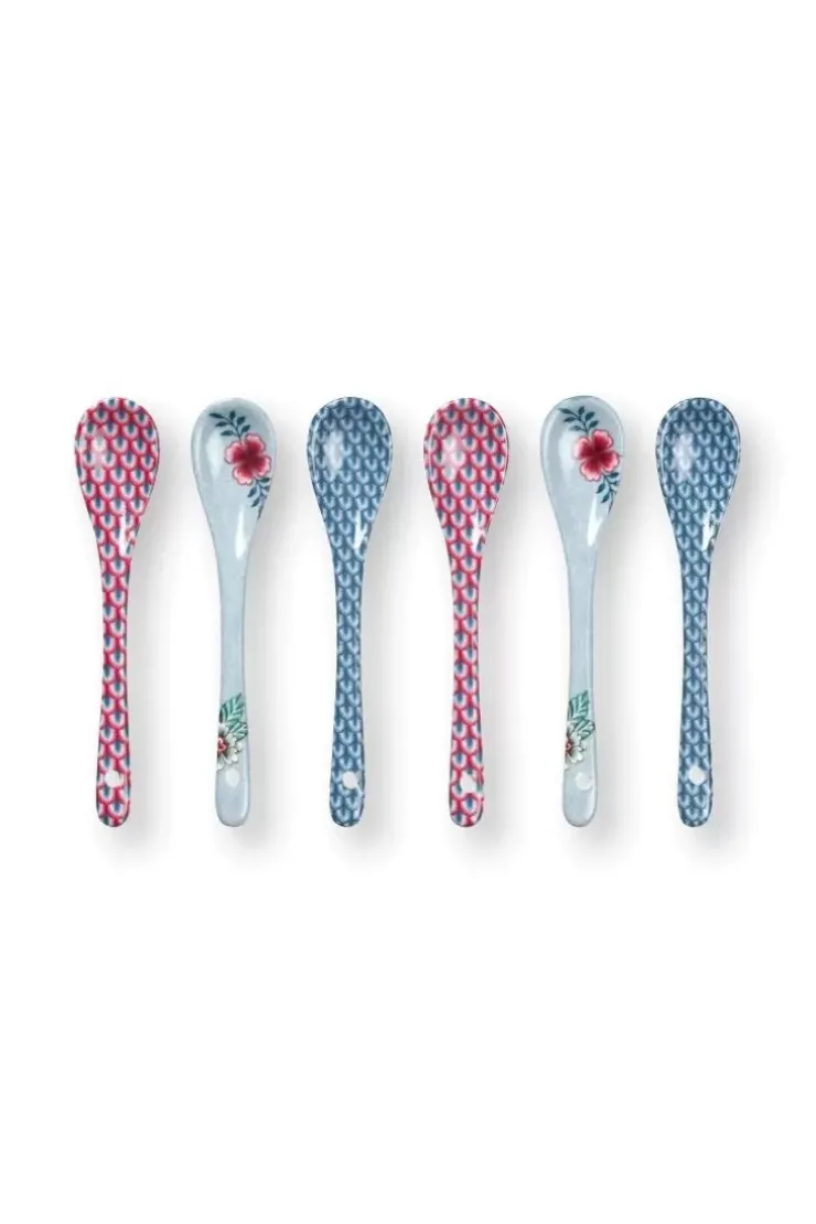 Porzellan Sets|Pip Studio Oriental Flower Festival Set/6 Teeloffel Blau