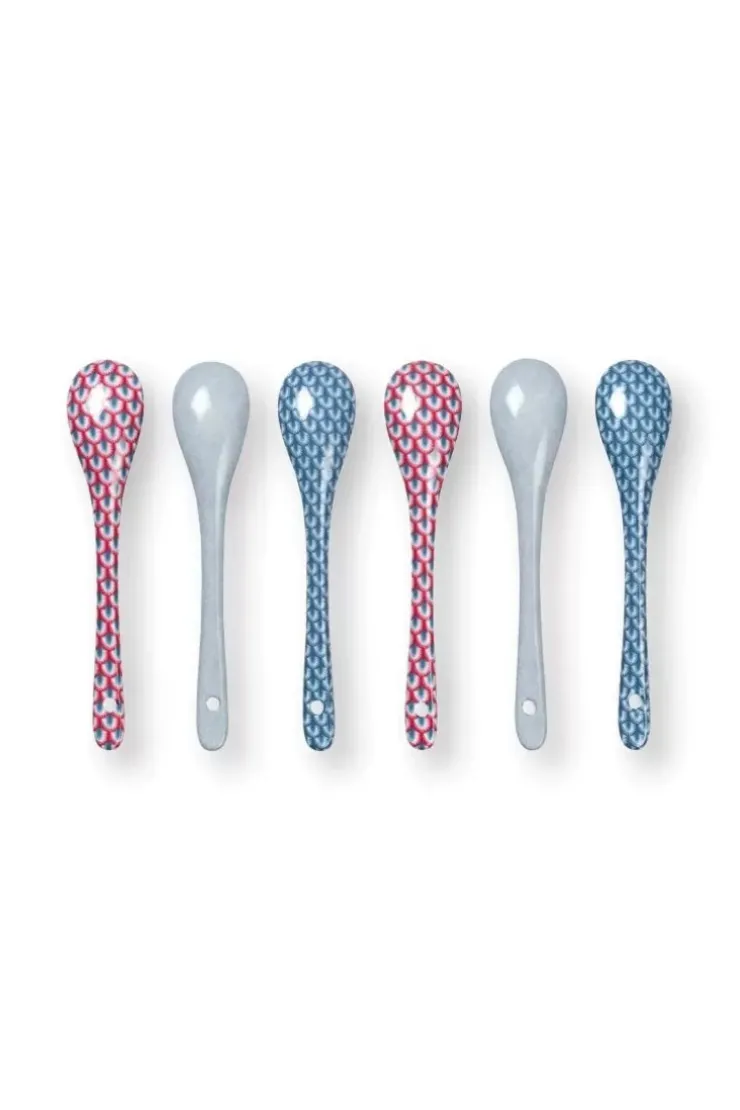 Porzellan Sets|Pip Studio Oriental Flower Festival Set/6 Teeloffel Blau