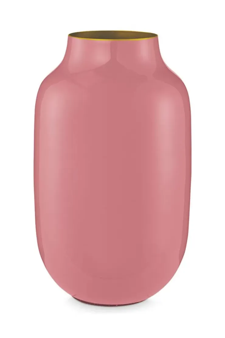 Grose Vasen|Pip Studio Ovale Metall Vase Old 30 Cm Rosa